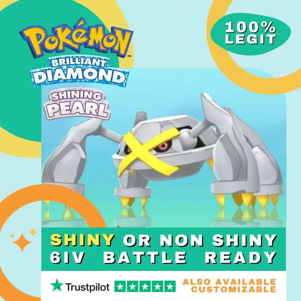 Metagross Shiny ✨ or Non Shiny Pokémon Brilliant Diamond Shining Pearl Battle Ready 6 IV Competitive 100% Legit Level 100 Customizable Custom OT by Shiny Living Dex | Shiny Living Dex
