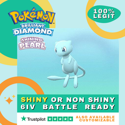 Mew Shiny ✨ or Non Shiny Pokémon Brilliant Diamond Shining Pearl Battle Ready 6 IV Competitive 100% Legit Level 100 Customizable Custom OT by Shiny Living Dex | Shiny Living Dex