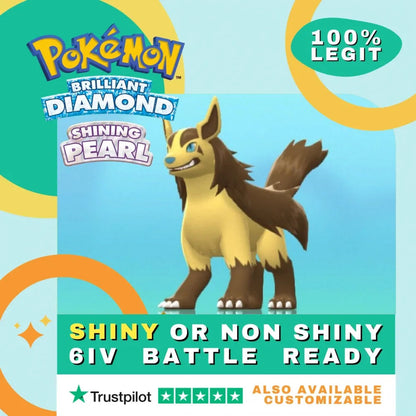 Mightyena Shiny ✨ or Non Shiny Pokémon Brilliant Diamond Shining Pearl Battle Ready 6 IV Competitive 100% Legit Level 100 Customizable Custom OT by Shiny Living Dex | Shiny Living Dex