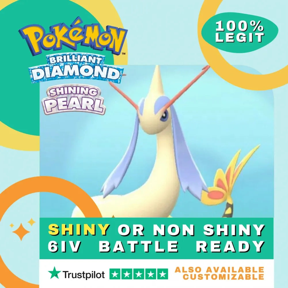 Milotic Shiny ✨ or Non Shiny Pokémon Brilliant Diamond Shining Pearl Battle Ready 6 IV Competitive 100% Legit Level 100 Customizable Custom OT by Shiny Living Dex | Shiny Living Dex