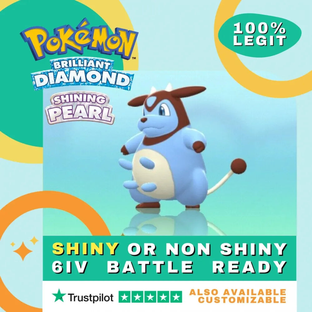 Miltank Shiny ✨ or Non Shiny Pokémon Brilliant Diamond Shining Pearl Battle Ready 6 IV Competitive 100% Legit Level 100 Customizable Custom OT by Shiny Living Dex | Shiny Living Dex