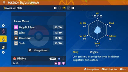 Mimikyu Shiny Crafty Mark Event Mass Outbreak Untouched Pokémon Scarlet Violet Shiny Lv. 40 by Shiny Living Dex | Shiny Living Dex