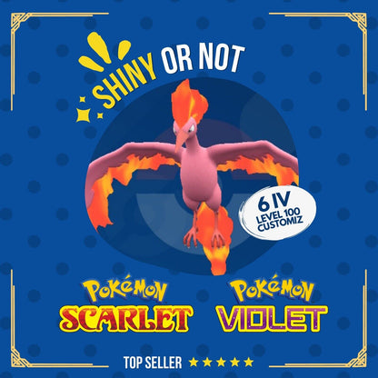 Moltres Shiny or Non ✨ 6 IV Competitive Customizable Pokémon Scarlet Violet by Shiny Living Dex | Shiny Living Dex