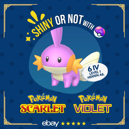 Mudkip Shiny or Non ✨ 6 IV Customizable Nature Level OT Pokémon Scarlet Violet by Shiny Living Dex | Shiny Living Dex