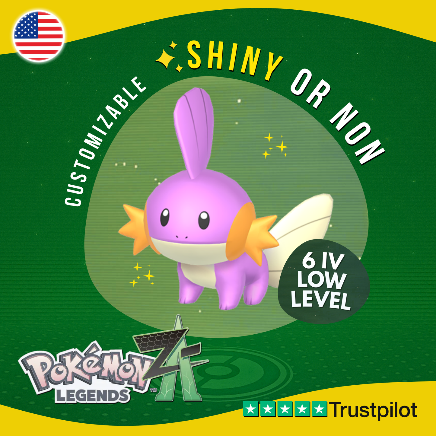 Mudkip Shiny or Non ✨ 6 IV Pokémon Legends Z-A Competitive Customizable ZA Z A