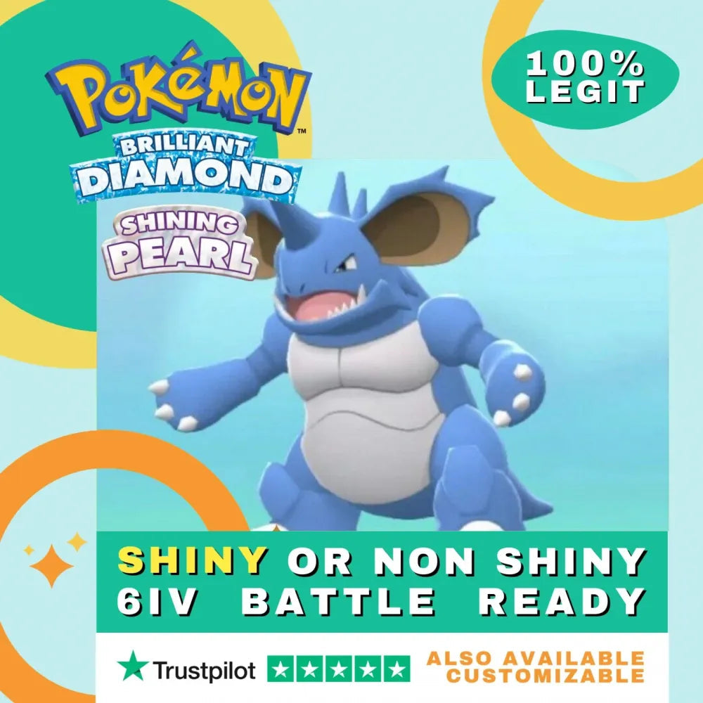 Nidoking Shiny ✨ or Non Shiny Pokémon Brilliant Diamond Shining Pearl Battle Ready 6 IV Competitive 100% Legit Level 100 Customizable Custom OT by Shiny Living Dex | Shiny Living Dex