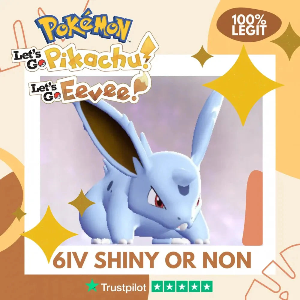 Nidoran M Shiny ✨ or Non Shiny Pokémon Let's Go Pikachu Eevee Level 1 Legit 6 IV 100% Legal from GO Park Customizable Custom OT by Shiny Living Dex | Shiny Living Dex