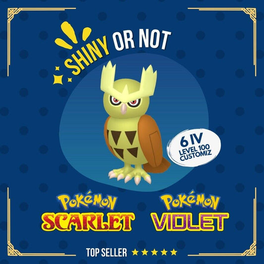 Noctowl Shiny or Non ✨ 6 IV Competitive Customizable Pokémon Scarlet Violet by Shiny Living Dex | Shiny Living Dex