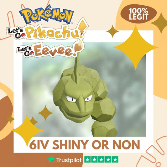 Onyx Shiny ✨ or Non Shiny Pokémon Let's Go Pikachu Eevee Level 100 Competitive Battle Ready 6 IV 100% Legit Legal Customizable Custom OT by Shiny Living Dex | Shiny Living Dex