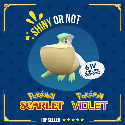Pelipper Shiny or Non ✨ 6 IV Competitive Customizable Pokémon Scarlet Violet by Shiny Living Dex | Shiny Living Dex