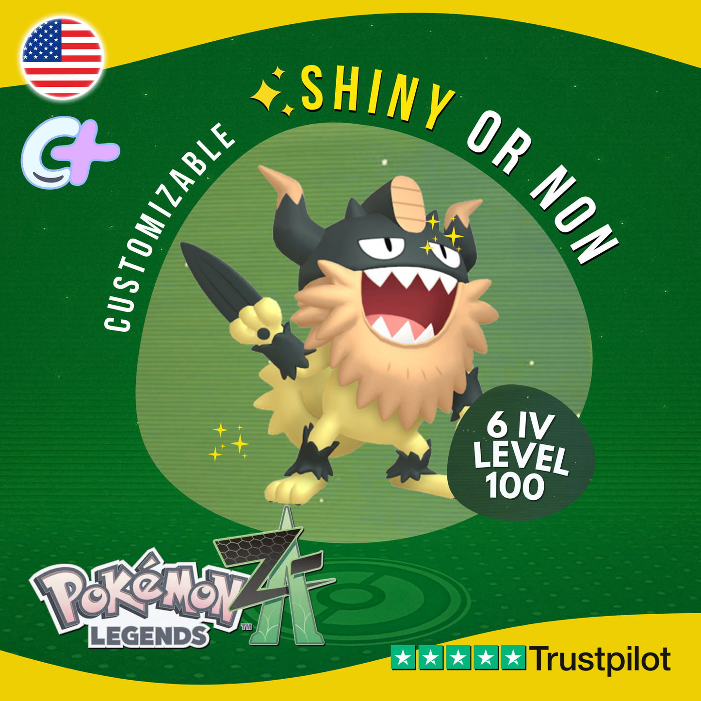 Perrserker Shiny or Non 6 IV Pokémon Legends Z-A Competitive Customizable ZA Z A