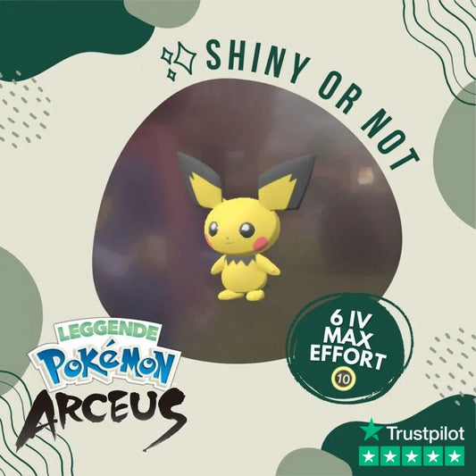 Pichu Shiny ✨ Legends Pokémon Arceus 6 Iv Max Effort Custom Ot Level Gender
