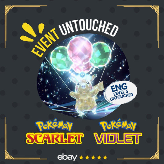 Pikachu Tera Flying Event Early Purchase Bonus Untouched Pokémon Scarlet Violet Non shiny Level 5 by Shiny Living Dex | Shiny Living Dex