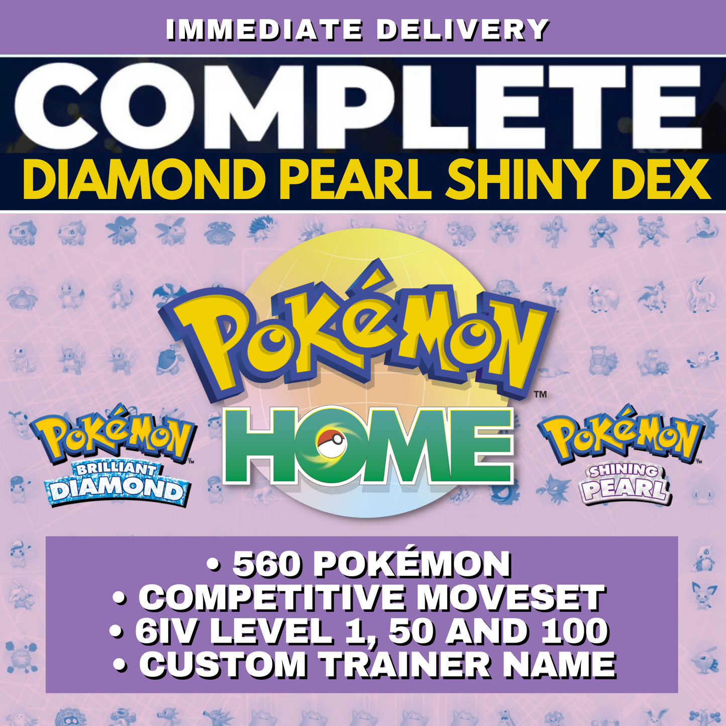 Pokemon Brilliant Diamond Shining Pearl Complete Shiny Living Dex Custom OT name Pokedex Pokémon HOME 6IV Competitive Max Contest Stats by Il mio negozio | Shiny Living Dex