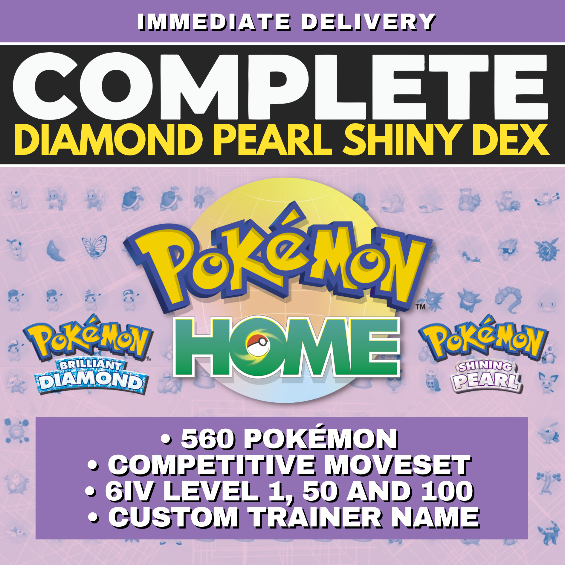 Pokemon Brilliant Diamond Shining Pearl Complete Shiny Living Dex Custom OT name Pokedex Pokémon HOME 6IV Competitive Max Contest Stats by Il mio negozio | Shiny Living Dex