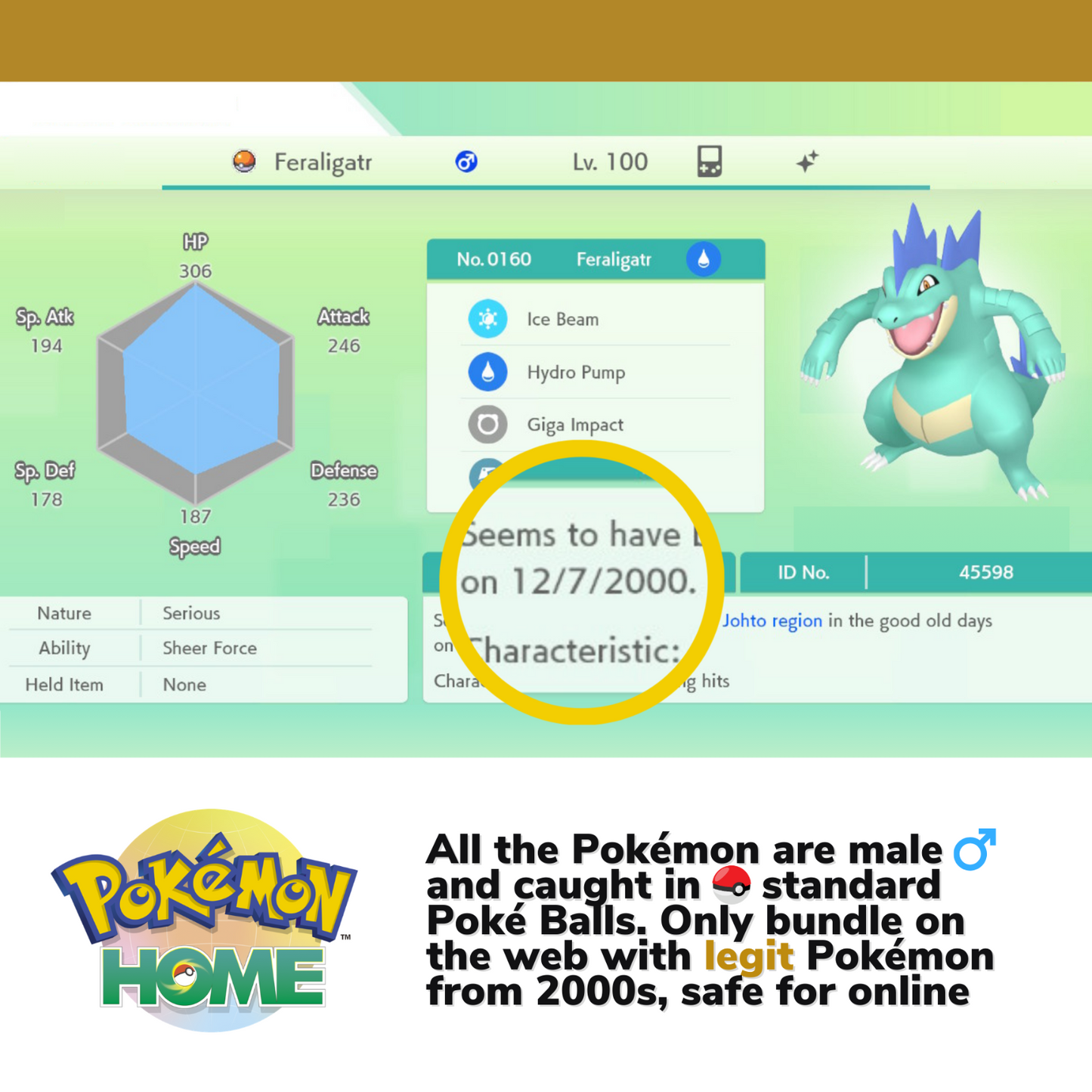 Pokémon HOME Gold & Silver 2000s Full Johto Untouched Shiny Living Dex Complete