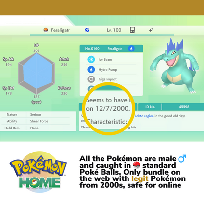 Pokémon HOME Gold & Silver 2000s Full Johto Untouched Shiny Living Dex Complete