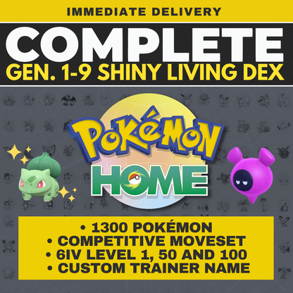 Pokémon HOME Shiny Living Dex 1300 Legit Pokedex OT Custom Complete from Bulbasaur to Pecharunt Scarlet Violet Competitive 6 IV by Il mio negozio | Shiny Living Dex