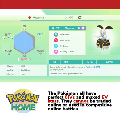 Pokémon HOME Shiny Locked Complete Collection Bundle Scarlet Violet Compatible Magearna Hoopa Ogerpon Terapagos Shiny