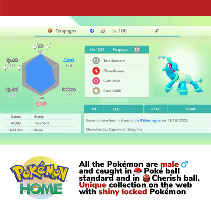 Pokémon HOME Shiny Locked Complete Collection Bundle Scarlet Violet Compatible Magearna Hoopa Ogerpon Terapagos Shiny