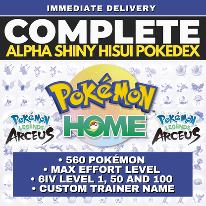 Pokemon Legends Arceus Complete Alpha Shiny Living Dex Custom OT name Pokedex Pokémon HOME 6IV Competitive Max Effort Level by Il mio negozio | Shiny Living Dex