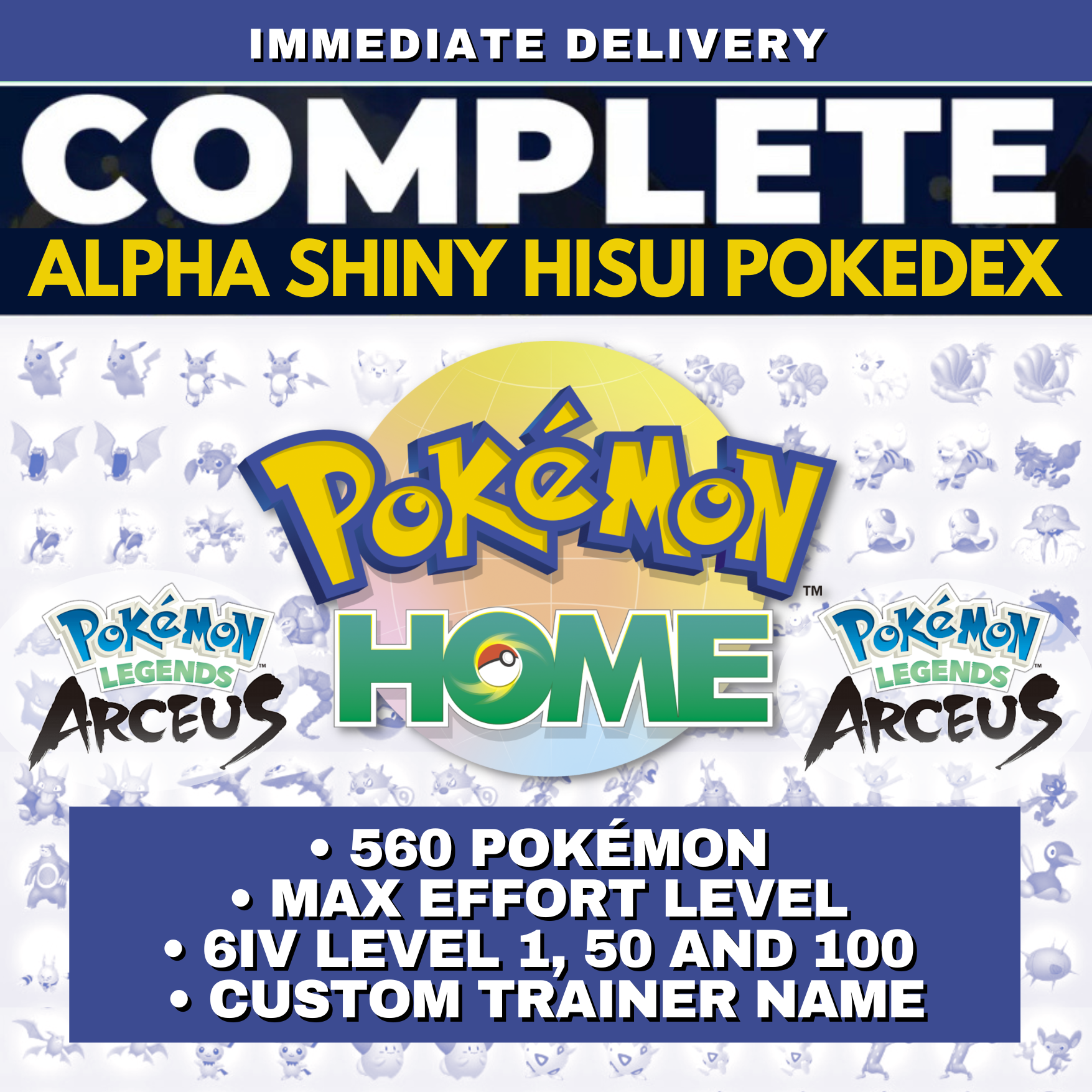 Pokemon Legends Arceus Complete Alpha Shiny Living Dex Custom OT name Pokedex Pokémon HOME 6IV Competitive Max Effort Level by Il mio negozio | Shiny Living Dex