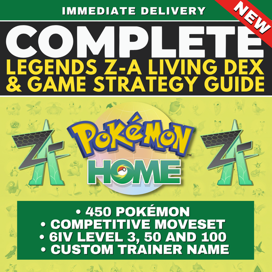 Pokémon Legends Z-A Complete Shiny Living Dex & Strategy Guide ZA Z A Lumiose and Hyperspace Pokedex 6 IV All Competitive Online Legit