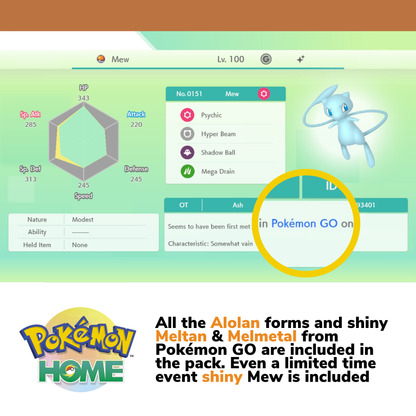 Pokémon Let's GO Pikachu Eevee Complete Kanto Shiny Living Dex Custom OT name Pokedex Pokémon HOME Lets 6IV Competitive