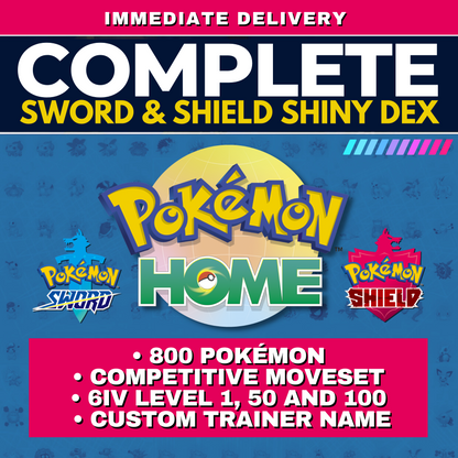 Pokémon Sword Shield Complete Shiny Living Dex 750 Custom OT Name Galar + DLC Pokedex Competitive Pokémon HOME 6 IV Legit by Il mio negozio | Shiny Living Dex