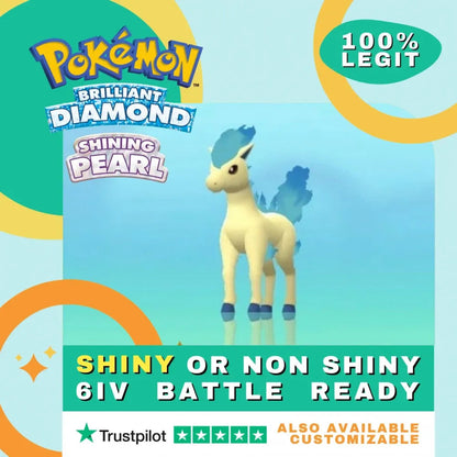 Ponyta Shiny ✨ or Non Shiny Pokémon Brilliant Diamond Shining Pearl Battle Ready 6 IV Competitive 100% Legit Level 100 Customizable Custom OT by Shiny Living Dex | Shiny Living Dex