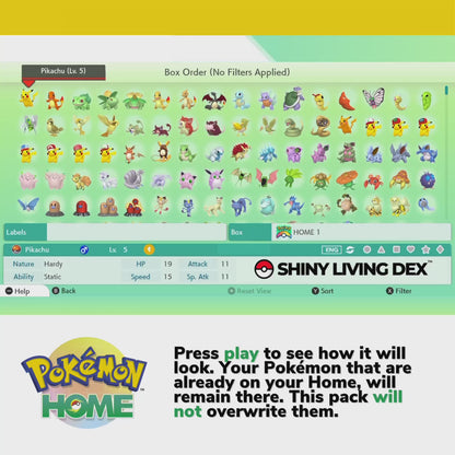 Pokémon HOME Shiny Living Dex 1300 Legit Pokedex OT Custom Complete from Bulbasaur to Pecharunt Scarlet Violet Competitive 6 IV