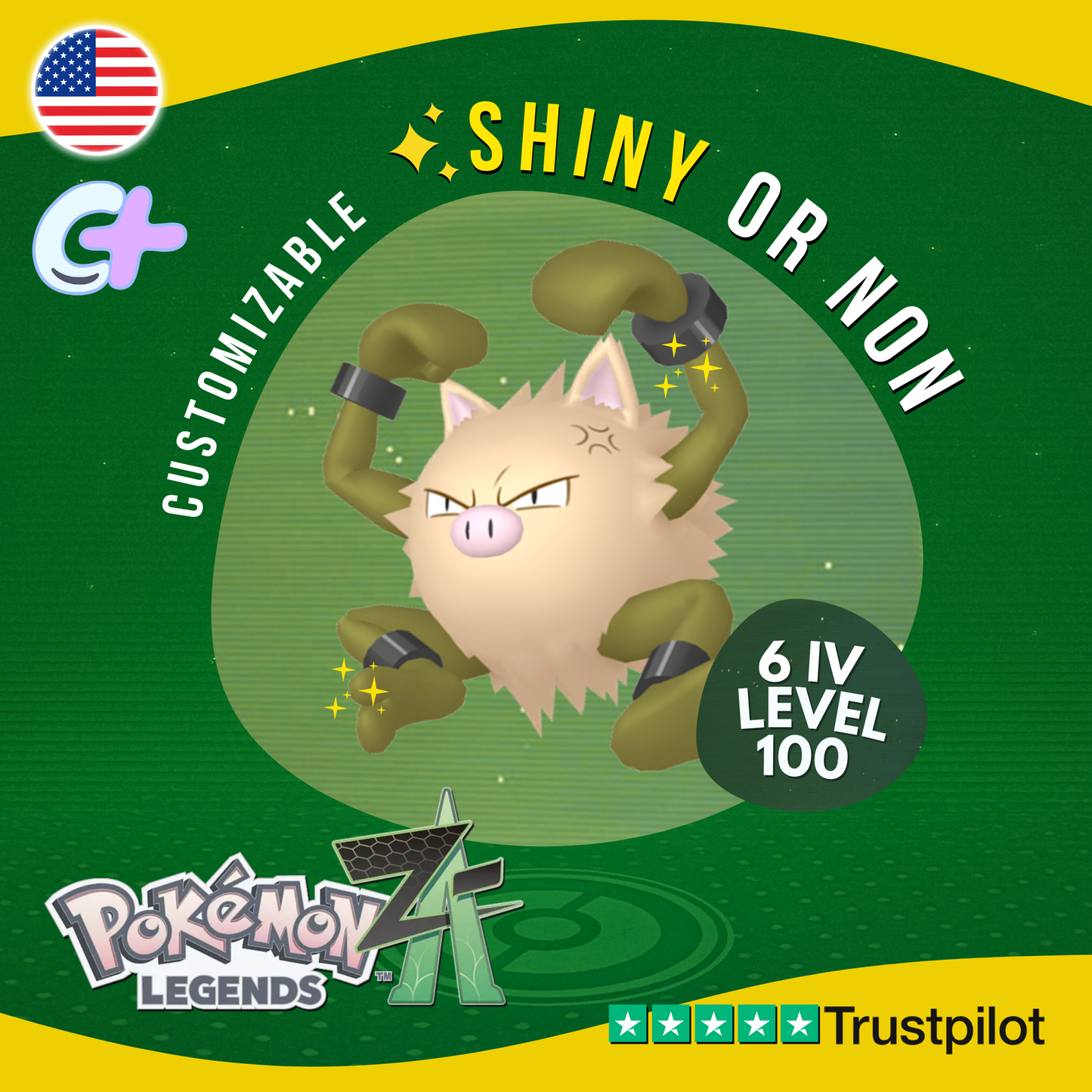 Primeape Shiny or Non ✨6 IV Pokémon Legends Z-A Competitive Customizable ZA Z A