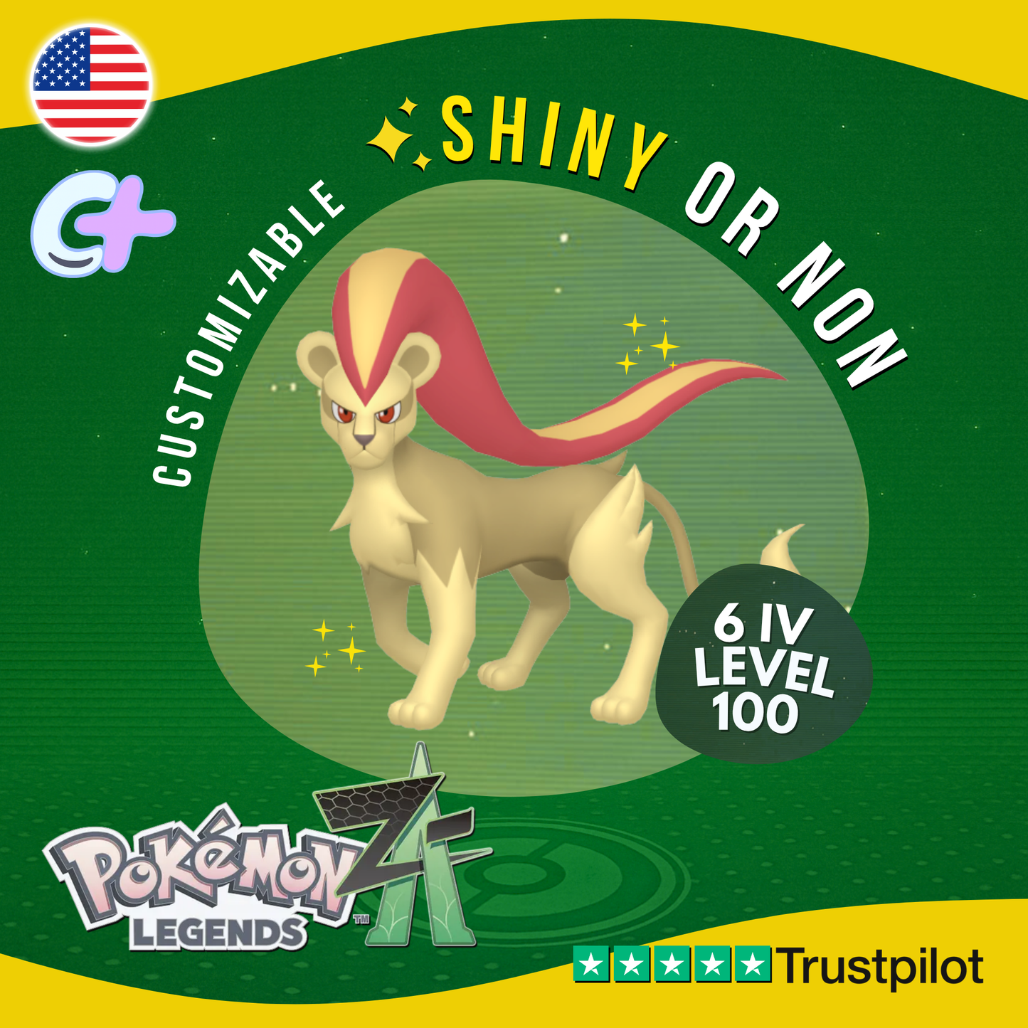 Pyroar Female Shiny or Non 6 IV Pokémon Legends Z-A Battle Customizable ZA Z A