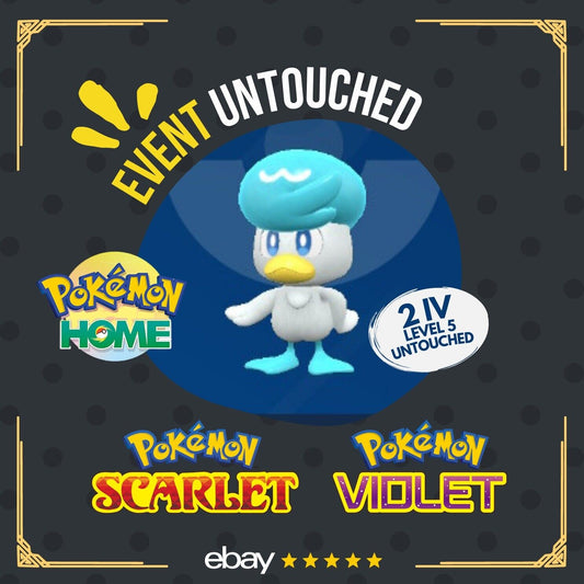 Quaxly HOME Launch May 2023 Event Mistery Gift Untouched Pokémon Scarlet Violet Non shiny Level 5 by Shiny Living Dex | Shiny Living Dex
