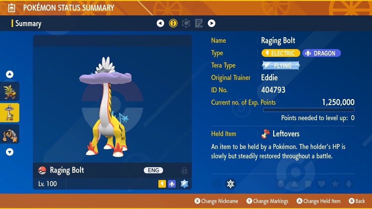 Raging Bolt 6 IV Competitive Raikou Paradox Customizable Pokémon Scarlet Violet by Shiny Living Dex | Shiny Living Dex