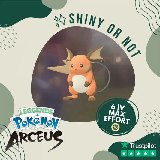 Raichu Shiny ✨ Legends Pokémon Arceus 6 Iv Max Effort Custom Ot Level Gender