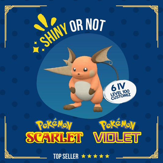 Raichu Shiny or Non 6 IV Competitive Customizable Pokémon Scarlet Violet by Shiny Living Dex | Shiny Living Dex