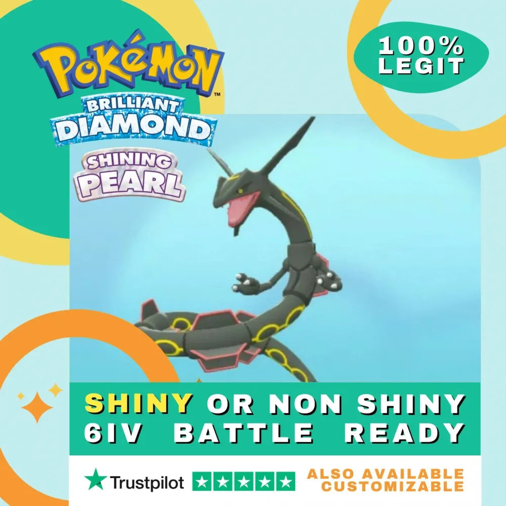 Rayquaza Shiny ✨ or Non Shiny Pokémon Brilliant Diamond Shining Pearl Battle Ready 6 IV Competitive 100% Legit Level 100 Customizable Custom OT by Shiny Living Dex | Shiny Living Dex