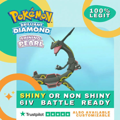 Rayquaza Shiny ✨ or Non Shiny Pokémon Brilliant Diamond Shining Pearl Battle Ready 6 IV Competitive 100% Legit Level 100 Customizable Custom OT by Shiny Living Dex | Shiny Living Dex