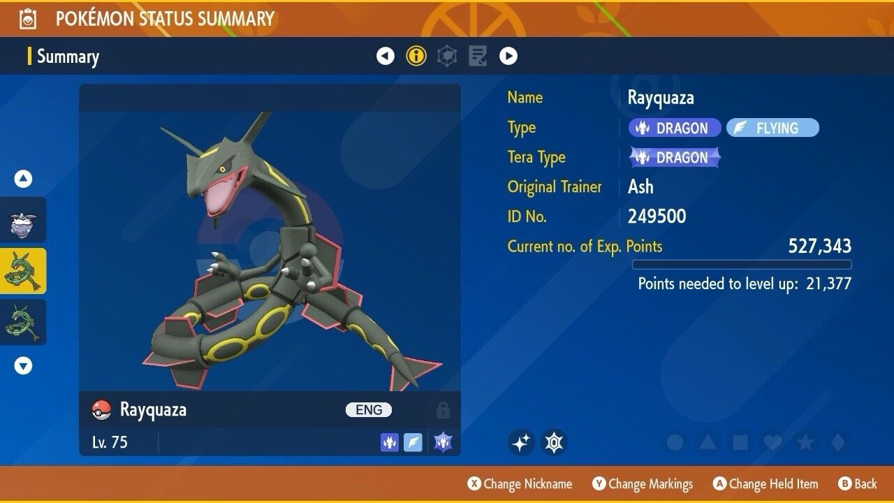 Rayquaza Shiny Untouched IV 2024 December Event Untouched Pokémon Scarlet Violet