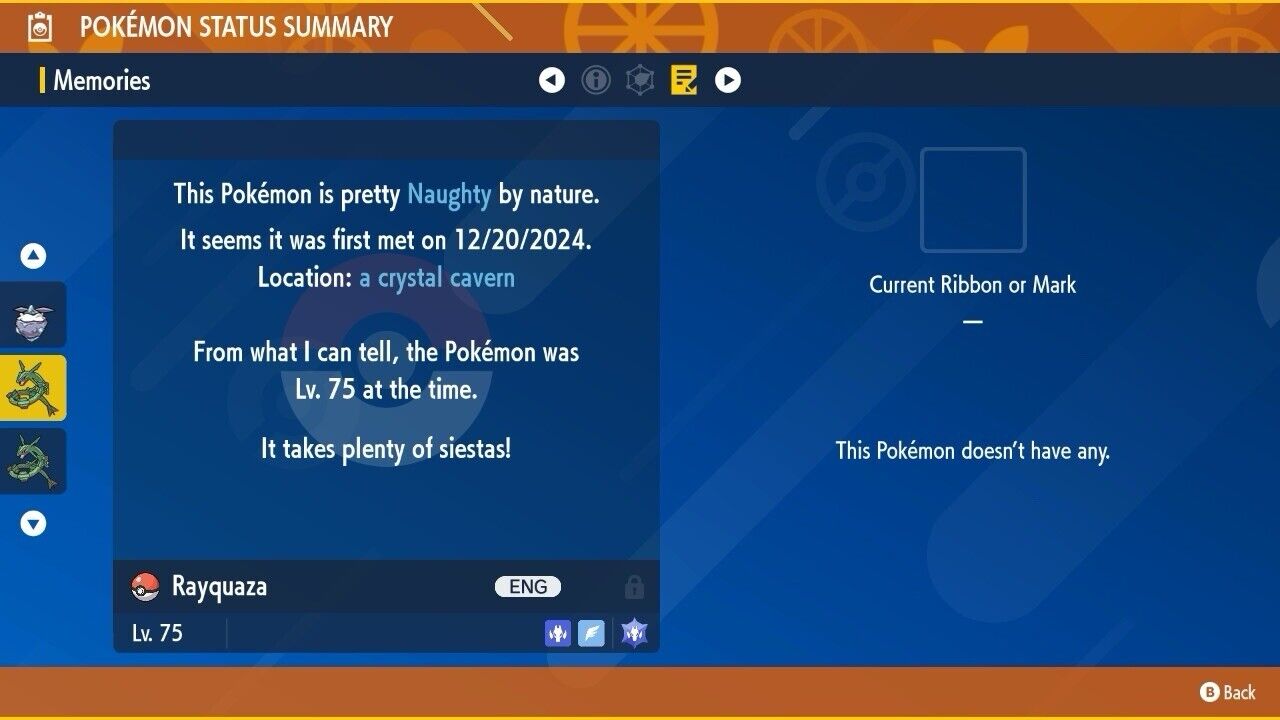 Rayquaza Shiny Untouched IV 2024 December Event Untouched Pokémon Scarlet Violet