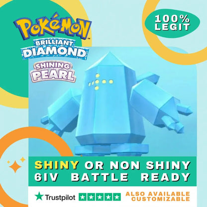 Regice Shiny ✨ or Non Shiny Pokémon Brilliant Diamond Shining Pearl Battle Ready 6 IV Competitive 100% Legit Level 100 Customizable Custom OT by Shiny Living Dex | Shiny Living Dex