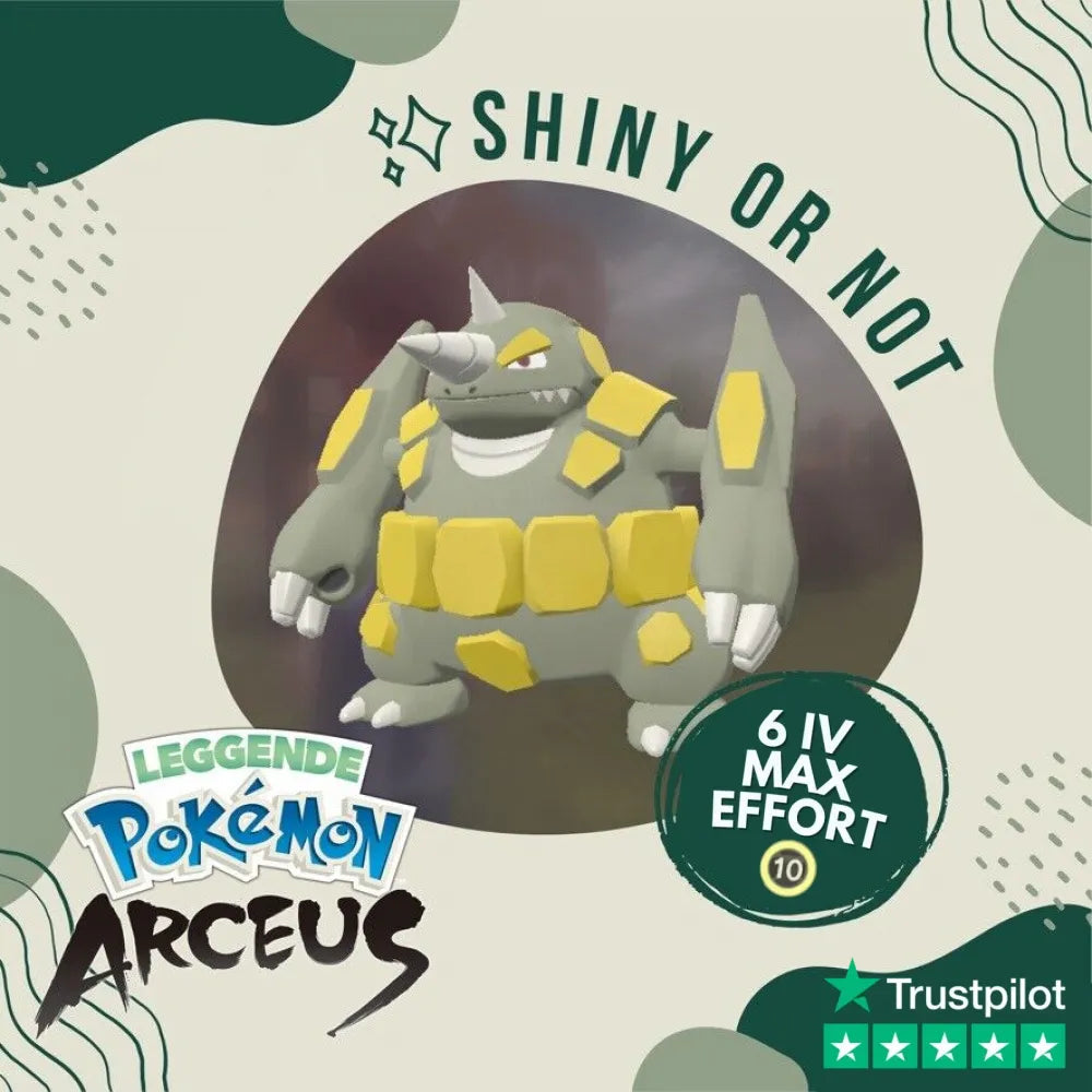 Rhyperior Shiny ✨ Legends Pokémon Arceus 6 Iv Max Effort Custom Ot Level Gender