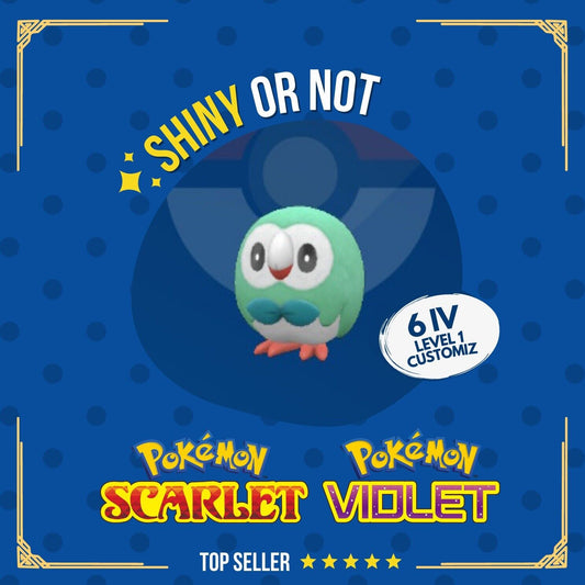 Rowlet Shiny or Non ✨ 6 IV Customizable Nature Level OT Pokémon Scarlet Violet by Shiny Living Dex | Shiny Living Dex