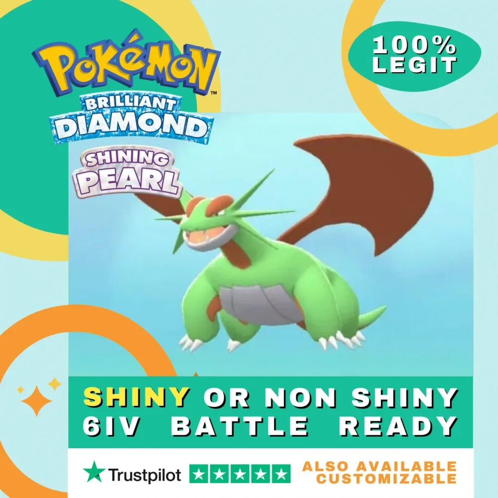 Salamance  Shiny ✨ or Non Shiny Pokémon Brilliant Diamond Shining Pearl Battle Ready 6 IV Competitive 100%  Legit Level 100 Customizable Custom OT