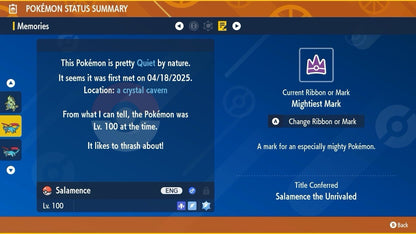 Salamance Unrivaled Tera Raid Event Mightiest Flying 6 IV Pokémon Scarlet Violet
