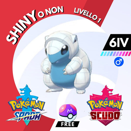 Sandshrew Alola Shiny o Non 6 IV e Master Ball Legit Pokemon Spada Scudo Sword Shield