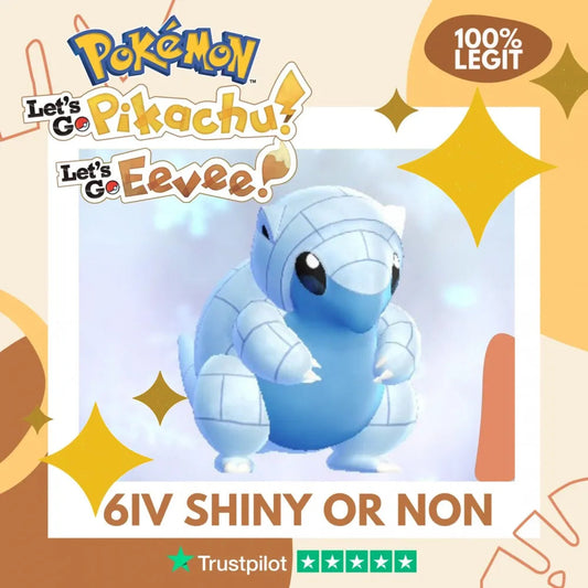 Sandshrew Alolan Shiny ✨ or Non Shiny Pokémon Let's Go Pikachu Eevee Level 1 Legit 6 IV 100% Legal from GO Park Customizable Custom OT by Shiny Living Dex | Shiny Living Dex