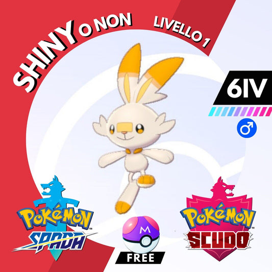 Scorbunny Shiny o Non 6 IV e Master Ball Legit Pokemon Spada Scudo Sword Shield