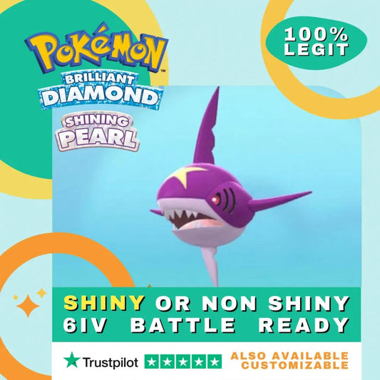 Sharpedo Shiny ✨ or Non Shiny Pokémon Brilliant Diamond Shining Pearl Battle Ready 6 IV Competitive 100% Legit Level 100 Customizable Custom OT by Shiny Living Dex | Shiny Living Dex